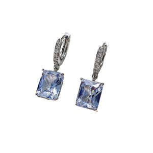 Boucles d'oreilles pendantes en cristal, géométriques, quadrilatères, serties de zircon, pour un usage quotidien - Product Image 5