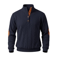 Pronto per la Spedizione: Maglione da Uomo di Lusso con Zip a Quarto, Lavorazione a Treccia, Patch sui Gomiti, Stile Old Money, Logo Personalizzato, Etichetta Privata, Collezione Autunno 2026