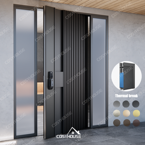 Moderne Buitenkant Voor Ingang Veiligheidsdeur Houten Stalen Aluminium Hoofdingang Draaideur Ontwerp Luxe Deuren Voor Huizen Villa 'S - Product Image 4