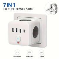 7in1 PD35W 16A 4000W 100-250V küp duvar soket ab USB avrupa fiş USB A C portları ile 3 AC çıkışları için 1.5M tel kablo