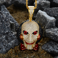 Vente en gros de bijoux à breloques Western Charms Iced 5A Cz Diamond Vintage Charm Jigsaw Killer Joker Brass Necklace Pendentifs