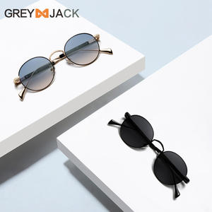 Lunettes de soleil rondes en métal unisexes, verres polarisés TAC UV400, monture dorée et noire, style rétro tendance - Product Image 3