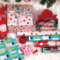 Kit de papier cadeau de Noël à la mode 2025 avec nœud et rubans pour l'emballage de cadeaux de fête