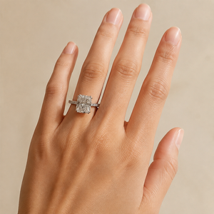 Anello di fidanzamento geometrico quadrato per donna, elegante gioiello da dito alla moda per matrimonio - Product Image 2