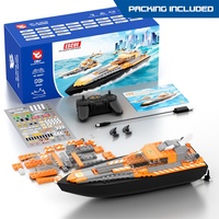 Flytec V101 Barco de Bloques de Construcción RC 4 en 1, Control Remoto de 2.4GHz y 2 Canales, Juguete STEM, Resistente al Agua, Baterías Recargables de Alta Velocidad