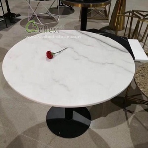 Mármol blanco de mesa redonda superior barra - Product Image 1