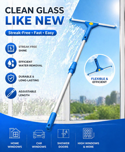 Nettoyeur de vitres professionnel avec long manche, adapté aux fenêtres intérieures et extérieures, aux vitres hautes, au nettoyage des fenêtres surélevées - Product Image 4