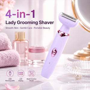 Depiladora 4 en 1 para Mujer, Recargable por USB, Kit de Depilación con Pantalla LED, Depiladora Corporal Suave para <span class=keywords><strong>Piel</strong></span> <span class=keywords><strong>Sensible</strong></span> - Product Image 1