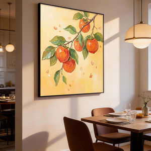 Hand Painted Persimmon Oil Painting Metal Frame 80x100cm Modern Minimalist Living Room Wall <b>Art</b> Decor - Product Image 1