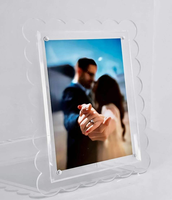 Cadre photo en acrylique transparent à bords ondulés haute définition pour la décoration de bureau/table, cadeaux pour la maison et le bureau, fabriqué en Chine