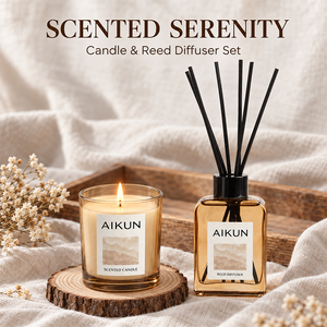 AIKUN - Juego de Velas Aromáticas sin Llama para Decoración del Hogar, Marca Privada, Cera de Soja, Difusor de Varillas, Caja de Regalo para Aromaterapia - Product Image 1
