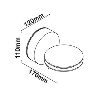 V-TAC VT-707 7W LED moderna lampada da parete IP65 nera con bianco caldo in alluminio 3000K Base del corpo del PC solare alimentato per uso esterno - Product Image 2