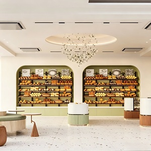 Bakery Pastry Coffee Shop Interior Design Showcase Furniture Full Room Customization Glass Display Cabinet Café Store Decoration - Product Image 3