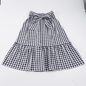 Summer Casual Vacation Style Black White Checkered Bow <b>Tie</b> Skirt A Line Long Skirt holiday beach skirt - Product Image 6