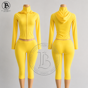 <span class=keywords><strong>Conjunto</strong></span> Deportivo para <span class=keywords><strong>Mujer</strong></span>, con Logotipo Personalizado, Top Corto con Capucha, Chaqueta de Manga Corta, Pantalones Cortos con Cordón, Ropa Deportiva, <span class=keywords><strong>Conjunto</strong></span> de Ropa Activa para <span class=keywords><strong>Mujer</strong></span> - Product Image 6