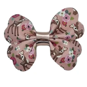 spring cute animal horse panda elephant hair bows clip faux leather hair bows with alligator clip for girls hair accessories