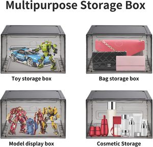 6 Pack Modern Flexible Stackable Shoe <b>Storage</b> <b>Boxes</b> with Clear Plastic Display Case for Sneakers - Product Image 5