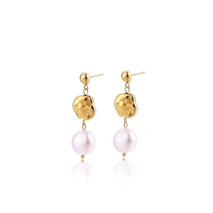 เอมี่ เอมี่ต่างหูมุก มุกเทียมทรงกลม ชุบทองชมพู ต่างหูแบบห้อยสำหรับผู้หญิง สวมใส่ได้ทุกวัน สไตล์คลาสสิก - Product Image 2