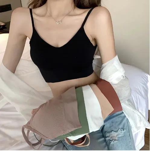 Women Thread Brassiere pad Solid Wireless Sports BH Beauty U Back Tube Top Wrapped Chest Girl Lady Vest Tube Top Seamless Bra