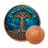 Pièce de monnaie en cuivre fin 0,999 de 1 once, Arbre de Vie, impression couleur UV, thème nature, pièce de collection en cuivre rouge massif de 1 once