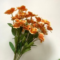 LO-1293 Lot de 3 tulipes en soie orange pastel à fleurs ouvertes pour décoration florale douce de mariage, hôtel, buffet et intérieur d'appartement