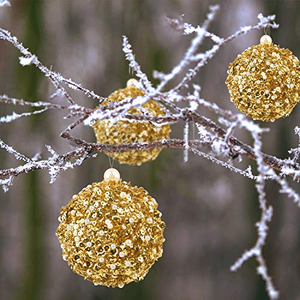 Boule de Noël dorée incassable, boule en mousse à paillettes, décorations pour arbre de Noël, ornements de Noël à suspendre avec paillettes - Product Image 5