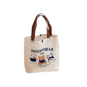 Naughtybear Canvas Tote Bag Vertical <b>Square</b> Portable Women's Handbag For Leisure Travel Spring 2024 - Product Image 3