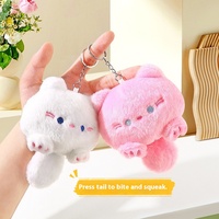 Sac porte-clés en peluche mignon chat décontracté qui couine pendentif suspendu coton matériel mignon poupée cadeau