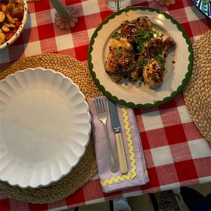 Serviettes de table en coton personnalisées avec bord festonné en ric-rac pour restaurant, mariage, vente en gros - Product Image 2