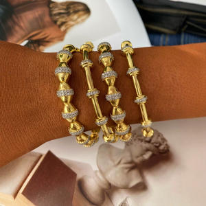 럭셔리 18K 골드 대나무 모양 팔찌 반지 디자이너 여성 2025 아프간 돌 인도 보석 세트 - Product Image 4