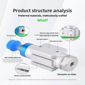 Cilindro de succión neumático para brazo robótico, ventosa telescópica con soporte antirrotación VFG/VFGD30-20-VP - Product Image 3