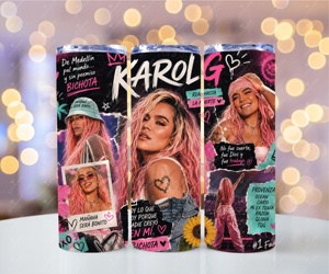 Nuevo Vaso Térmico <span class=keywords><strong>Karol</strong></span> <span class=keywords><strong>G</strong></span> Tropicoqueta Tour de 20oz con Tapa y Pajita de Acero Inoxidable Recto - Product Image 3