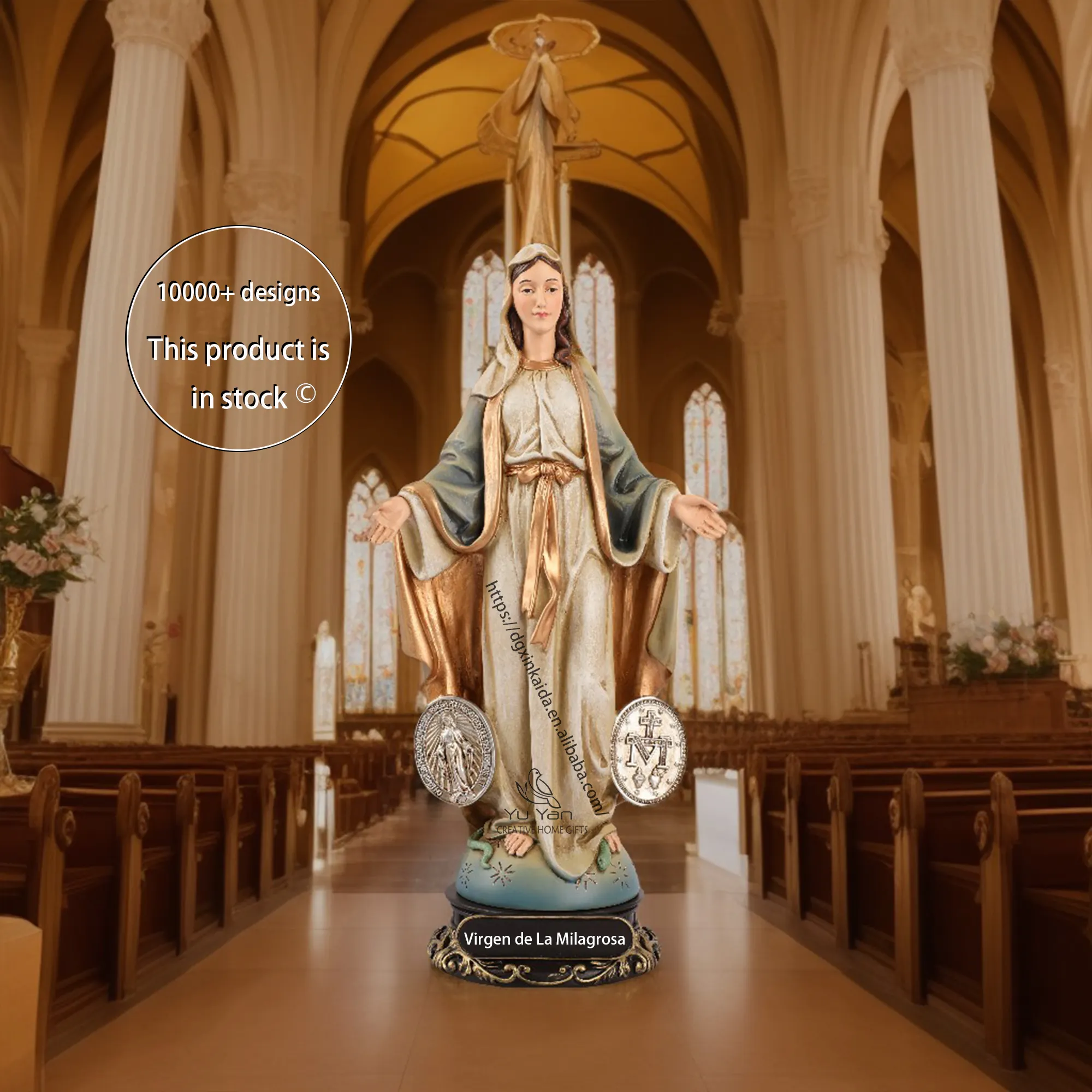 Fábrica al por mayor estatuas religiosas católicas resina Madre de Dios Mary Madonna con niño Jesús Bendita Virgen María al aire libre