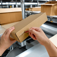 Emballage plat en carton ondulé en matériaux recyclés écologiques, boîte d'expédition avec fermeture éclair, bande détachable, recyclable, réutilisable pour