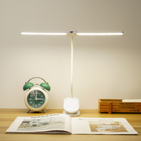 Lampe à pince, pliage multi-angles, troisième vitesse de gradation, charge USB, lampe de bureau à LED à double tête