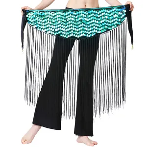 Bufanda <span class=keywords><strong>de</strong></span> cintura Triangular envuelta con flecos largos <span class=keywords><strong>de</strong></span> lentejuelas brillantes <span class=keywords><strong>de</strong></span> estilo bohemio Vintage para traje <span class=keywords><strong>de</strong></span> danza del vientre Oriental - Product Image 3