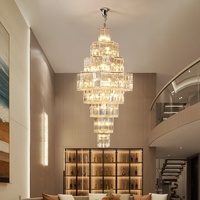 Lustre en cristal postmoderne pour hall de villa escalier haut de plafond-lustre duplex pour escalier de maison d'hôtel à haut plafond