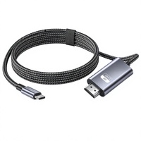 Câble Type-C haute vitesse 2M 4K 8K UHD en alliage d'aluminium plaqué or, adaptateur de transfert audio-vidéo en nylon PVC compatible ordinateur et téléviseur