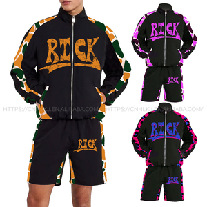 <strong>Men's</strong> Windbreaker Shorts Set Polyester Custom Streetwear Tracksuit Windbreaker <strong>Jacket</strong> and Short Set for <strong>Men</strong> <strong>Summer</strong> Outfit - Product Image 3