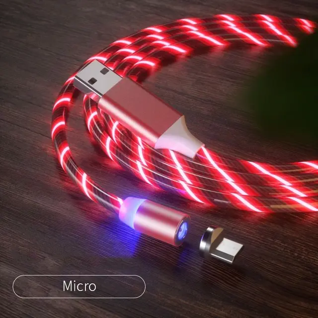 Schoonheid Magnetische Opladen Mobiele Telefoon Kabel Flow Lichtgevende Koord Oplader Draad Voor Samaung Led Micro Usb Type C Voor Iphone