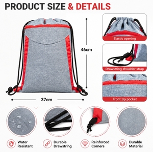 <b>Drawstring</b> <b>Backpack</b> Custom Logo <b>Drawstring</b> Gym Bags Black Fashion Draw String Bags <b>Backpack</b> for Sports Gym Travel Swimming Beach - Product Image 2