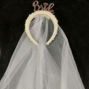 Ngọc trai Headband với có thể tháo rời Mạng Che Mặt cho cô dâu trắng Bling giả ngọc trai hairbands cô dâu tóc Hoop Wedding party phụ kiện kd210