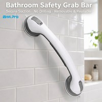 Barre d'appui de sécurité pour salle de bain à ventouse, sans perçage, amovible, en plastique, avec ventouses TPR antidérapantes pour personnes âgées