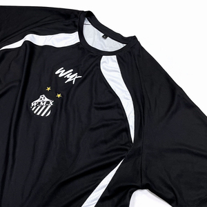 Maillot de football personnalisé noir, coupe et <span class=keywords><strong>couture</strong></span>, séchage rapide, empiècements en mesh, logo brodé, col rond, chemises de football - Product Image 4
