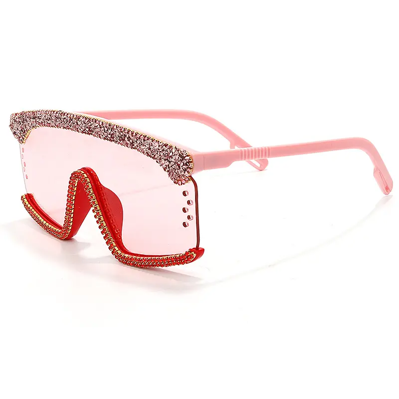 높은 품질 빈티지 여성 여성 선글라스 수제 다이아몬드 장식 반짝 돌 PC 프레임 태양 안경