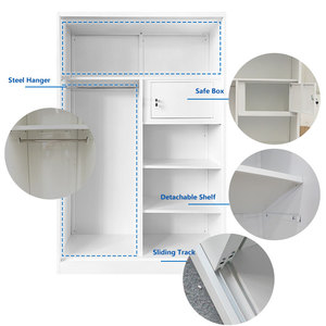 ตู้เสื้อผ้าบานเลื่อนโลหะ2ชั้นสำหรับบ้านห้องนอนกระจกบานเลื่อน - Product Image 6