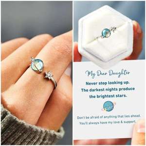 Wholesale High Quality Pave Crystal Star Relief Anxiety Adjustable Rotating Planet <b>Removable</b> Ring Jewelry for Women - Product Image 5