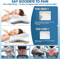 Oreiller cervical en mousse à mémoire de forme, forme papillon, contour réglable, soutien orthopédique, soulagement de la douleur au cou, ergonomique, antibactérien