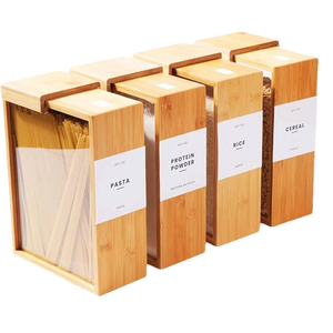 Contenedor de almacenamiento de alimentos de bambú moderno para encimera de cocina y organización de despensa - Product Image 5