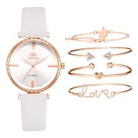 5 pièces ensemble haut Style mode femmes montre de luxe en cuir bande analogique Quartz montre-bracelet dames montre femmes robe Relogio Mujer